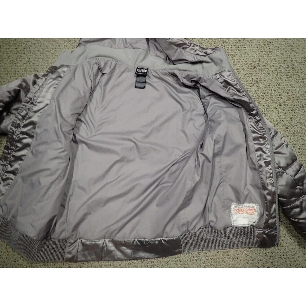 The North Face Puffer Jacket Girls Large 14/16 Silver Good Hooded Insulated Coat